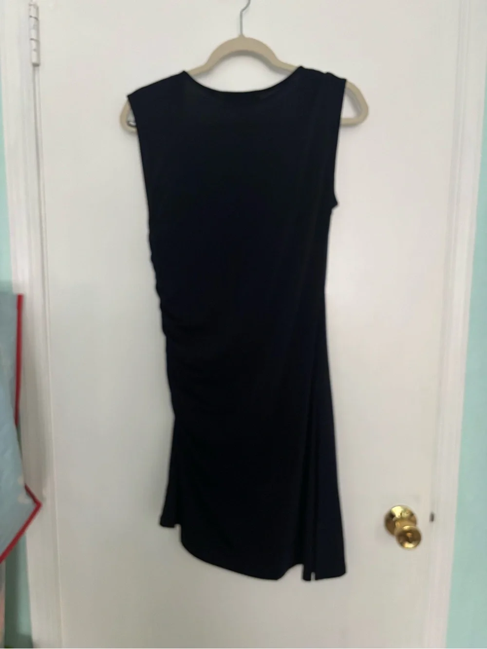 Michael Kors Black Sleeveless Drape Midi Dress with Zip Details size 12P